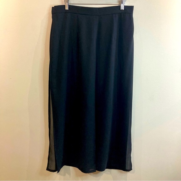 JOSEPH RIBKOFF Sz L Sheer Panels Wide Leg Zipper Closure Gaucho Pants Culottes - Picture 1 of 9